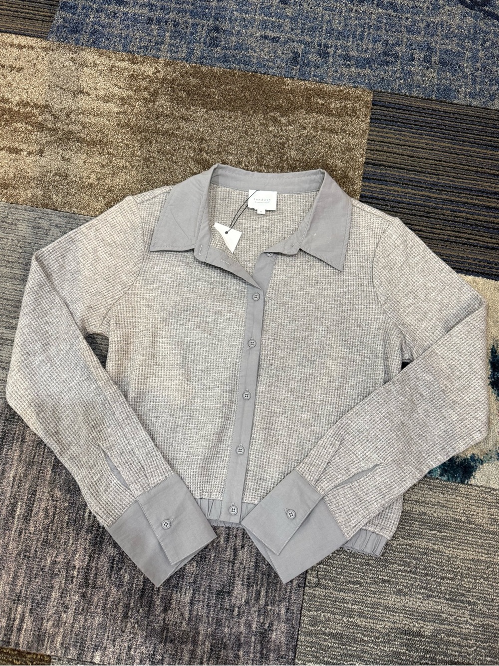 Sundays - 26-11-232 Gray Button-Front Knit Cardigan with Point Collar
